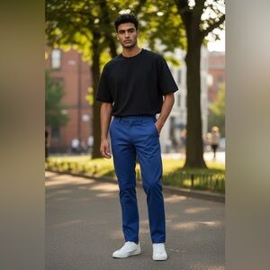 L&S LUXURY BLEND MENS NAVY SLIM FIT PANTS SIZE 28x32 NWT